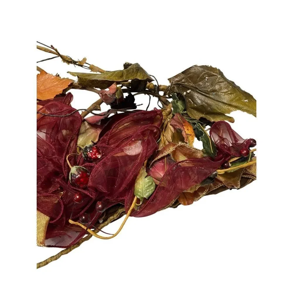 Modern Fall Teardrop Door Decorative Handcrafted Autumnal Twig Ribbon Swag Decor